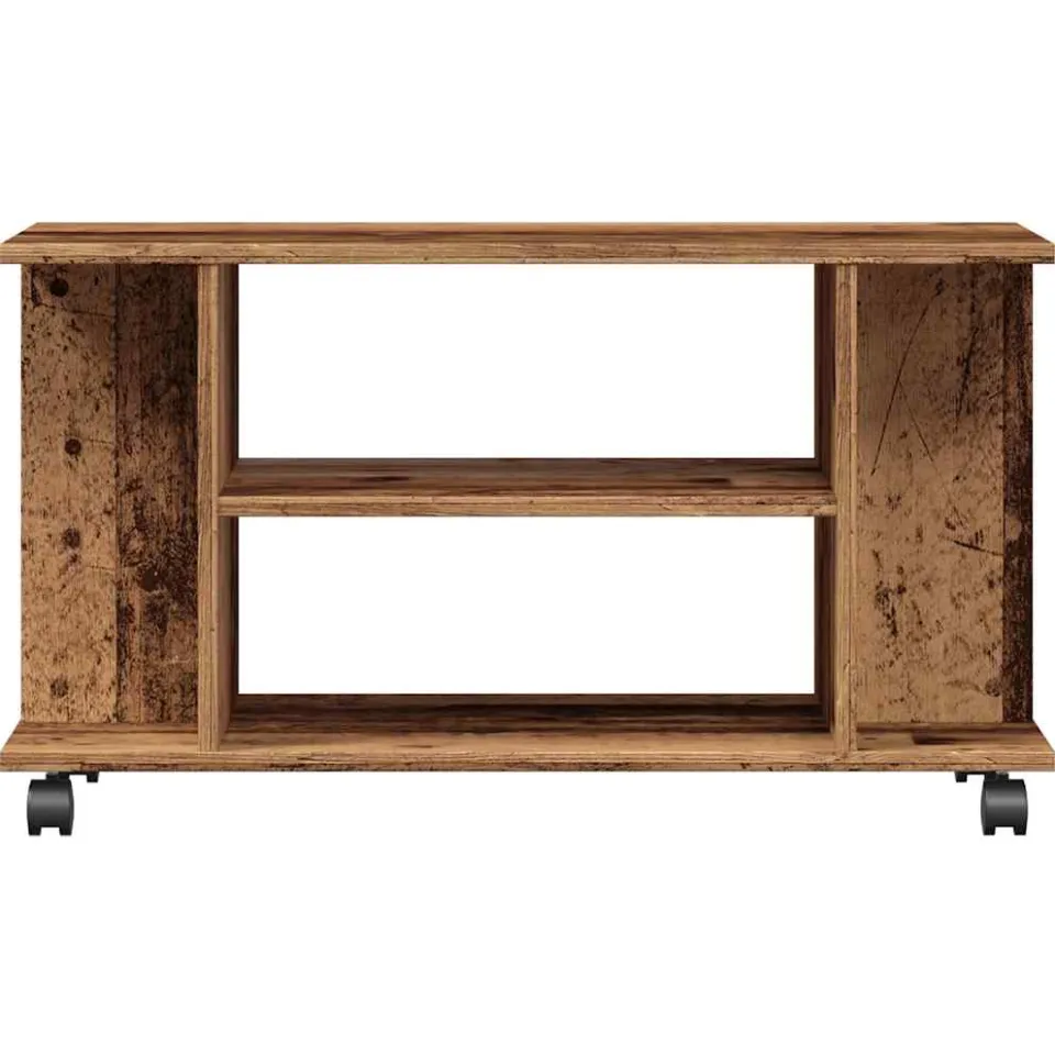 vidaXL Tv-meubel met wieltjes 80x40x45 cm bewerkt hout oud houtkleurig bruin, foto 4