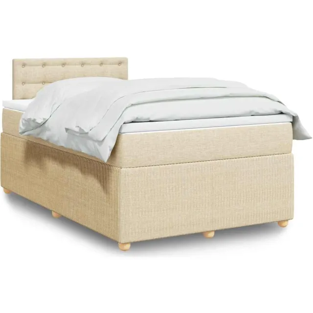 vidaXL Boxspring met matras stof crèmekleurig 120x200 cm