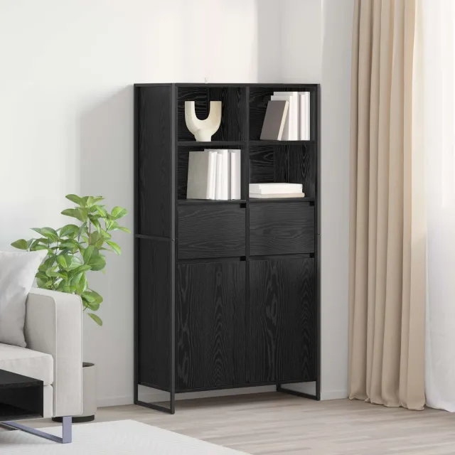vidaXL Dressoir Zwart Eiken 81 x 36 x 150.5 cm Bewerkt hout, foto 2