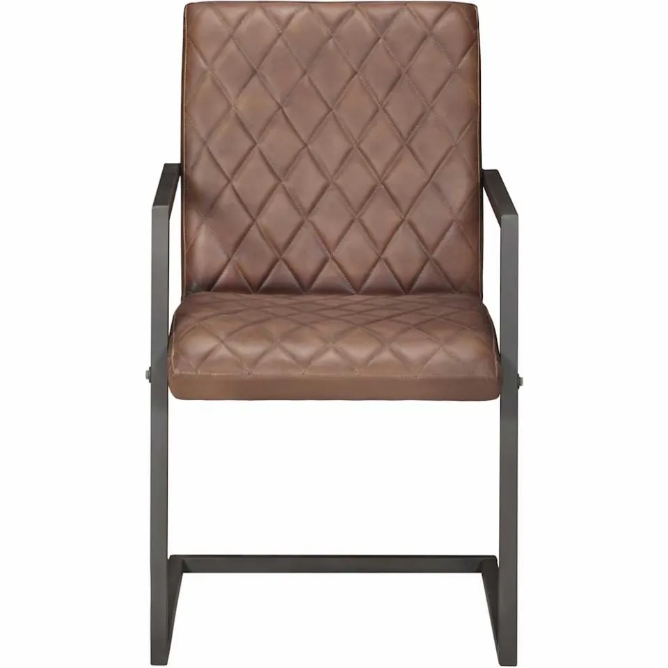 vidaXL Eetkamerstoelen 4 st echt leer bruin, foto 3