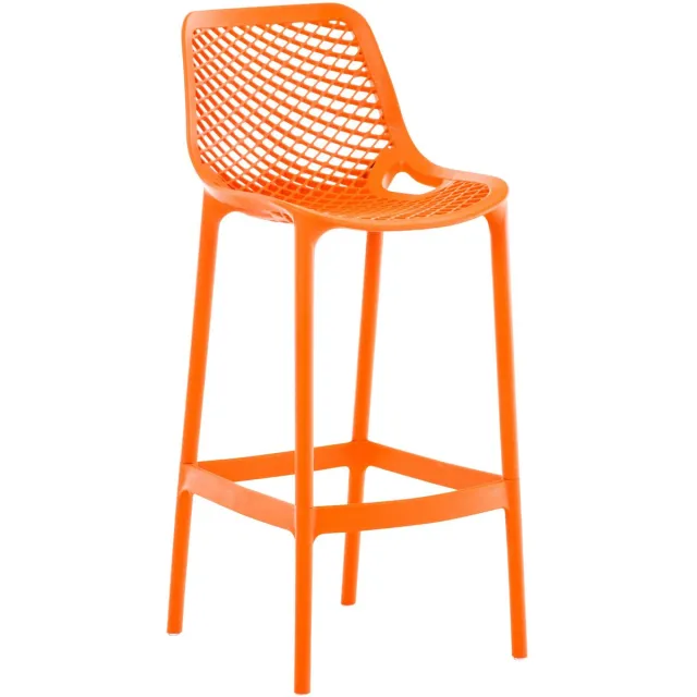 CLP Air Barkruk voor Buiten - UV-bestendig - 160 kg draagkracht - Vloerbeschermers - Met rugleuning - Voetsteun - Kunststof - oranje/rood