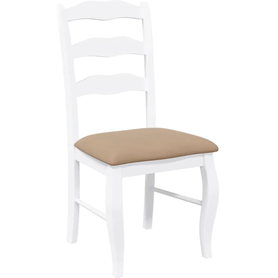 vidaXL Eetkamerstoelen met kussens 2 stuks wit massief hout rubber, foto 4