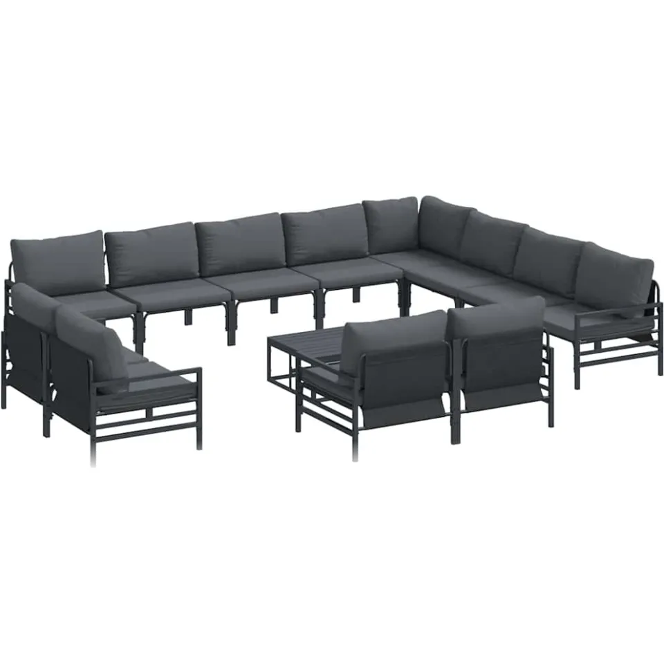 vidaXL Tuinbankenset 13 st Zwart Staal Anthraciet