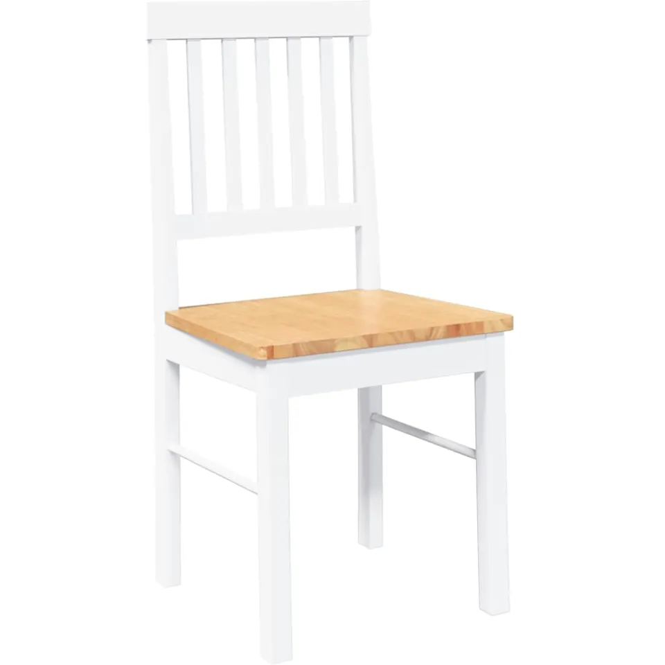vidaXL Eetkamerstoelen 2 st massief hout rubber wit, foto 4