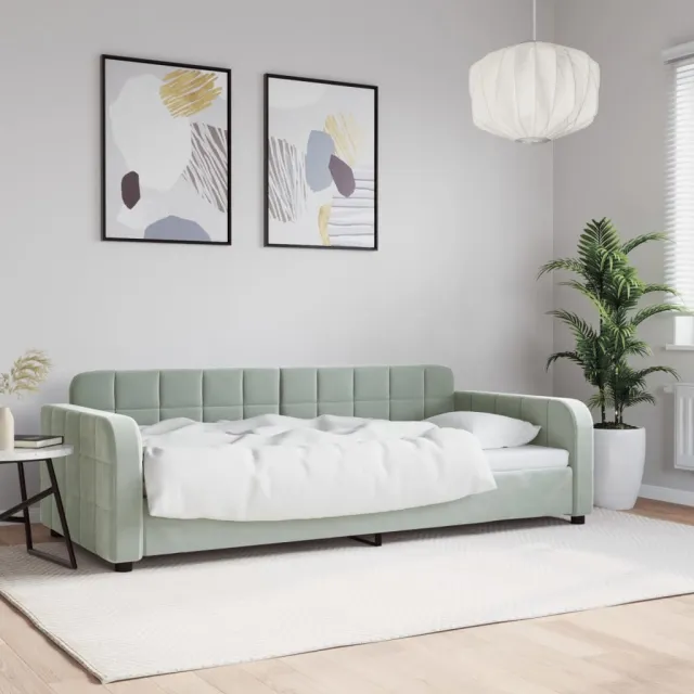 vidaXL Slaapbank 90x190 cm fluweel lichtgrijs
