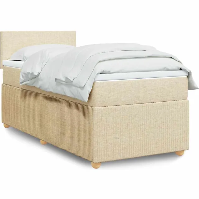 vidaXL Boxspring met matras stof crèmekleurig 100x200 cm