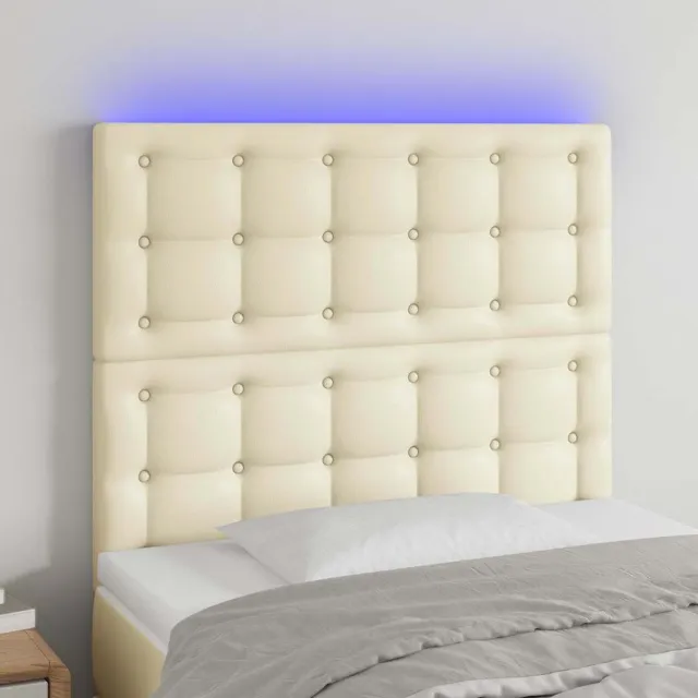 vidaXL Hoofdbord LED 90x5x118/128 cm kunstleer crèmekleurig