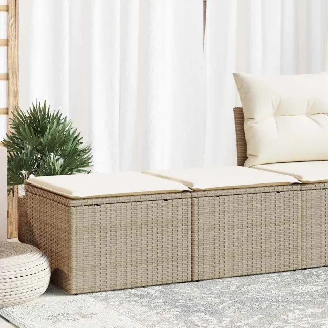 vidaXL 2-delige Loungeset met kussens poly rattan acacia beige, foto 2