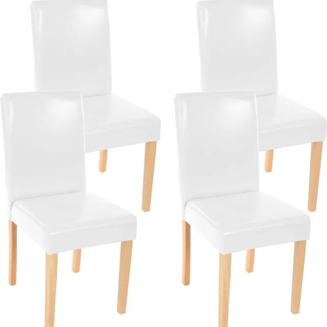 MCW Set van 4 eetkamerstoelen Keukenstoel Littau ~ leer, witte lichtgekleurde poten