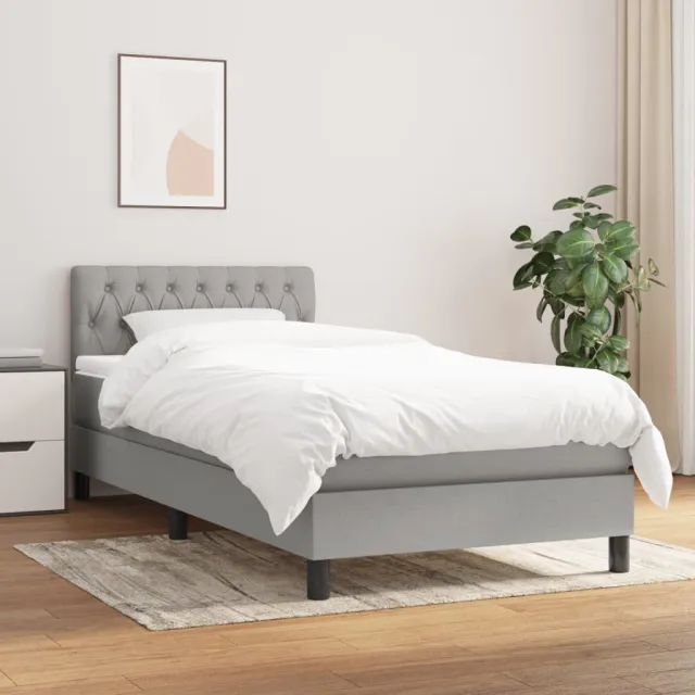vidaXL Boxspring met matras stof lichtgrijs 90x190 cm grijs
