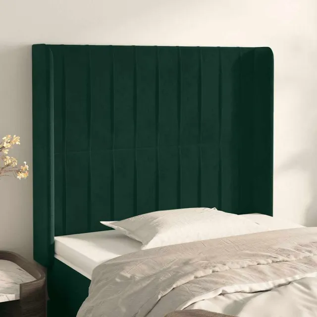 vidaXL Hoofdbord met randen 83x16x118/128 cm fluweel groen