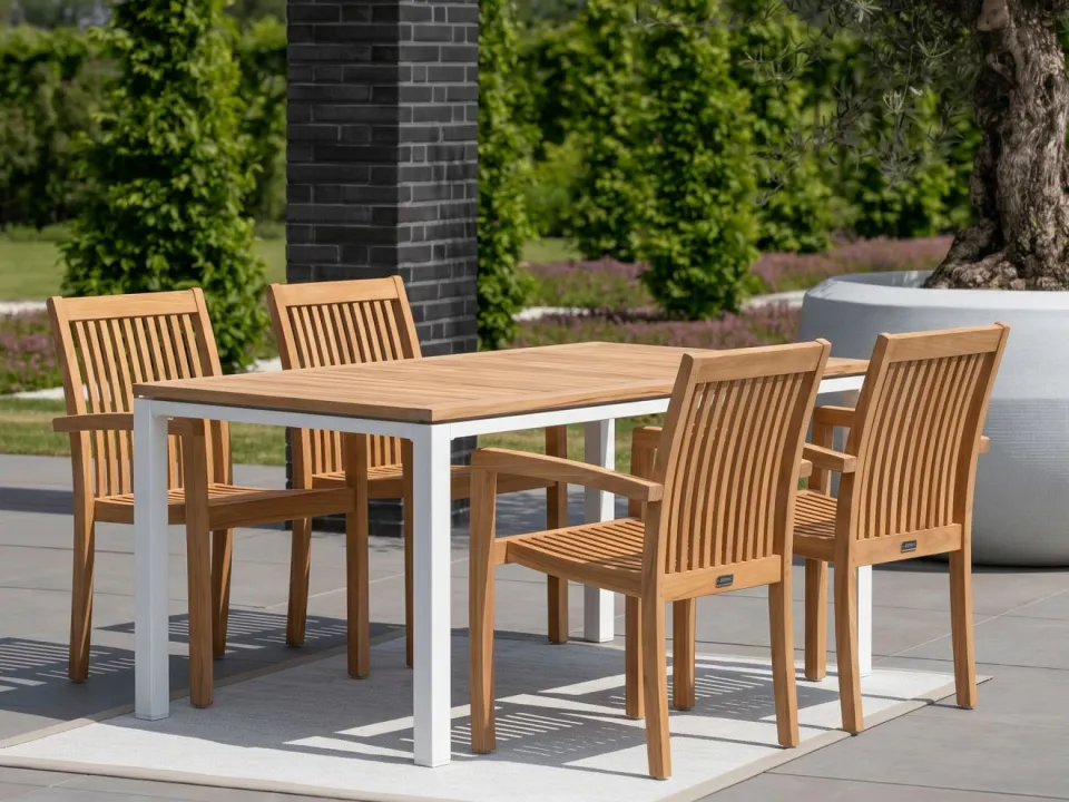Sunyard Furniture Sunyard Jakarta/Linosa 180cm dining tuinset 5-delig stapelbaar, foto 4