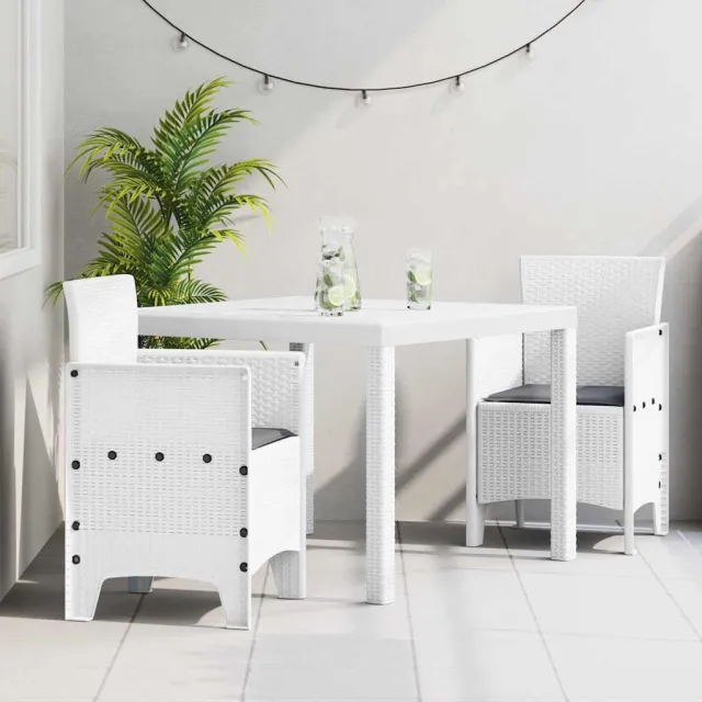 vidaXL Tuin Eetset 3 st Wit Polypropyleen, foto 2