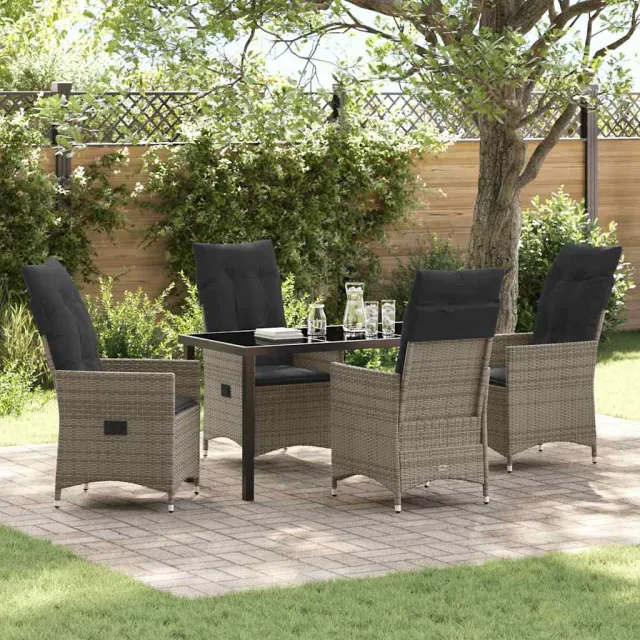 vidaXL Tuin eettafelset 5 st Grijs poly rattan, foto 2