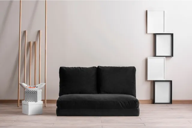 Scye Decor Slaapbank voor 2 Personen - Stijlvol Zwart - Ruimtebesparend 120x62x68cm