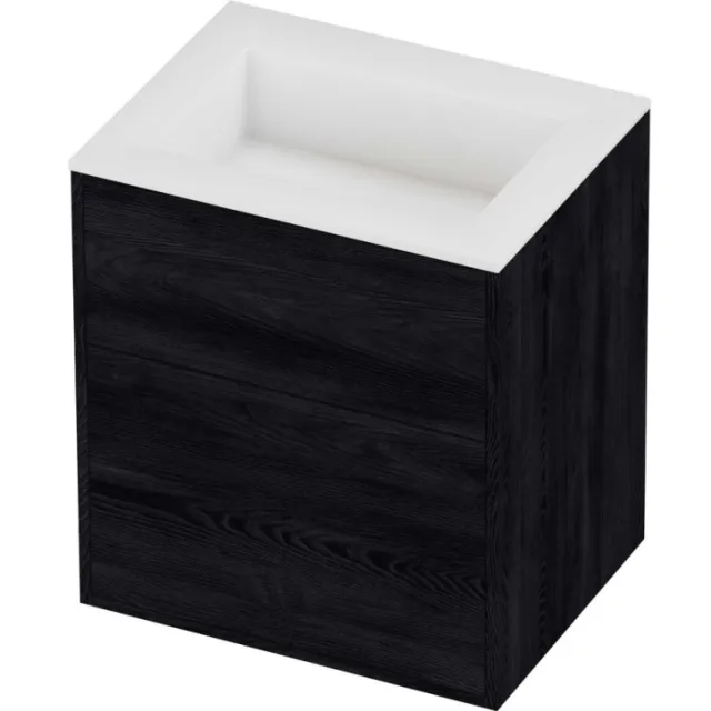 Proline Aristo Badmeubelset Polystone Elegant 2 Laden 60x46x67 cm Mat White Black Oak Eiken