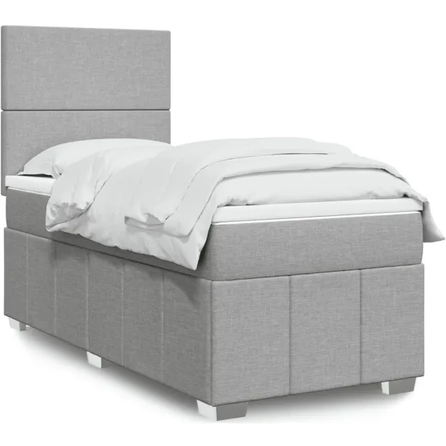 vidaXL Boxspring met matras stof lichtgrijs 100x200 cm grijs