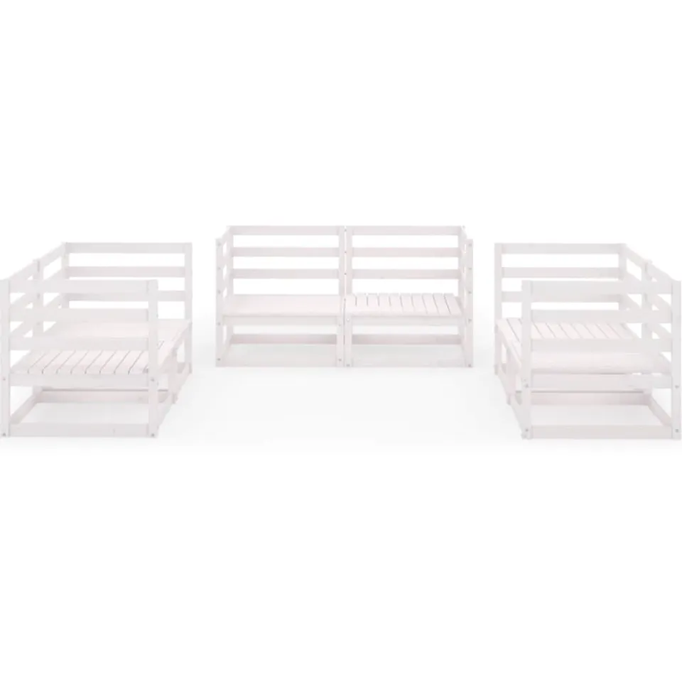 vidaXL 6-delige Loungeset massief grenenhout wit