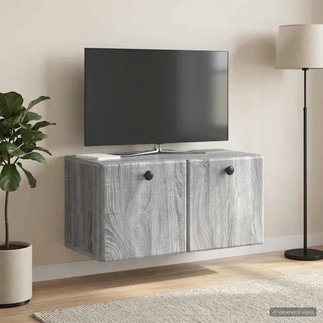 vidaXL Wandbeugel TV-kast 59,5 x 31 x 30 cm Grijs Sonoma Bewerkt hout