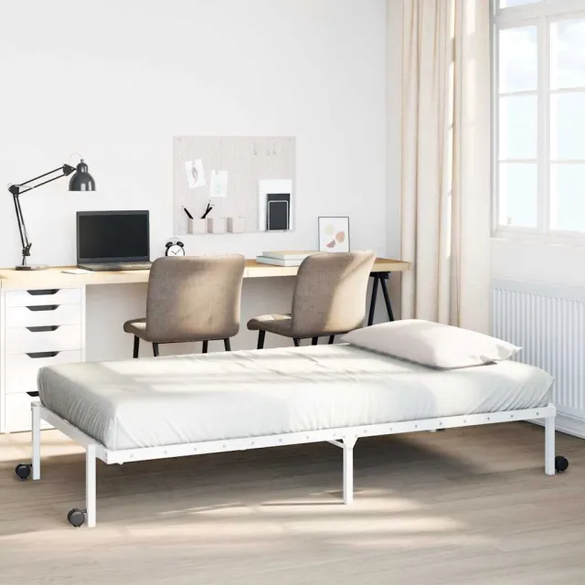 vidaXL Bedframe zonder matras opvouwbaar 75x190 cm staal wit