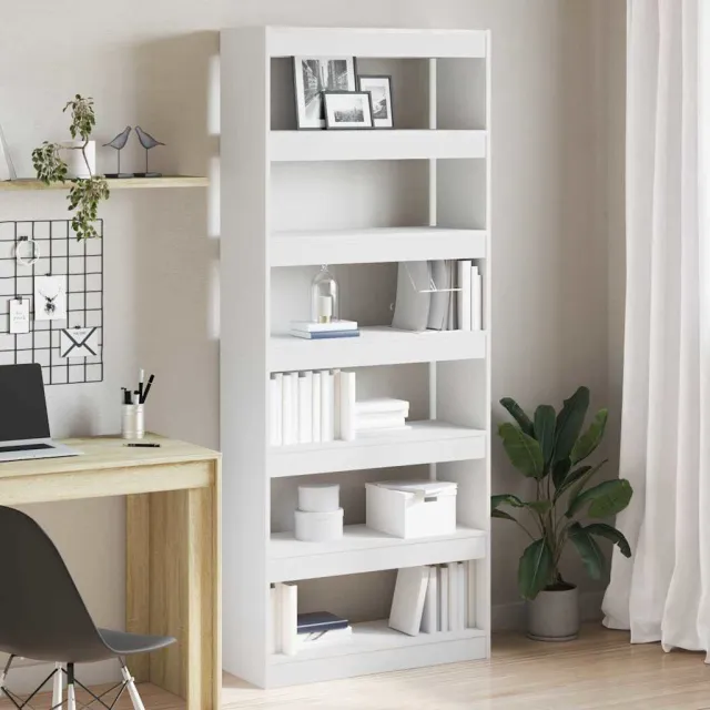 vidaXL Boekenkast 6-laags 80 x 30 x 198 cm Bewerkt hout Wit