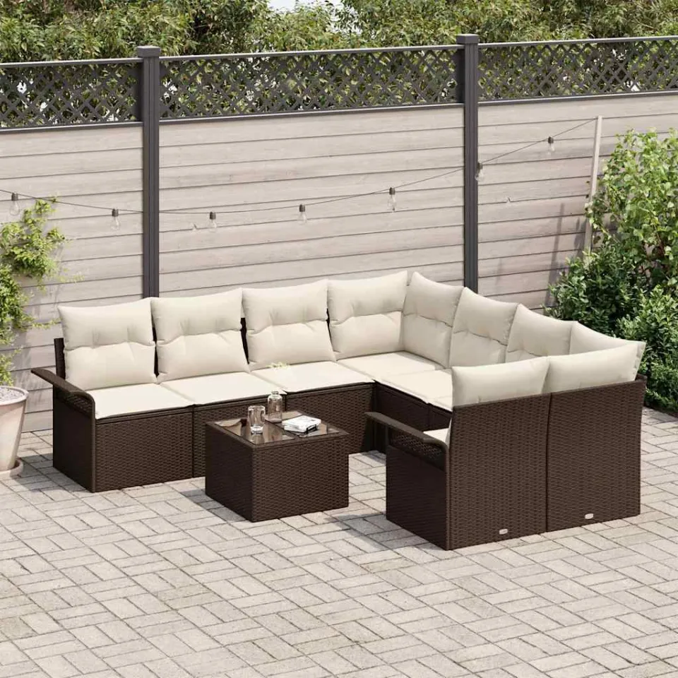 vidaXL Tuin Sofa Set 9 st Bruin poly rattan, foto 3