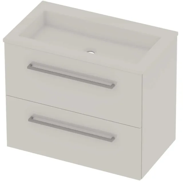 Basic-Line Aura 46 Badmeubelset Acryl Zonder Kraangat Voor Grepen 80x46x62 cm Ice White Glans Wit