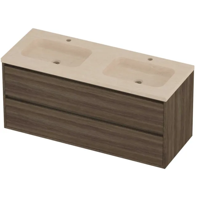Proline Rollo Badmeubelset Hardsteen Elegant 2 Laden 120x46x54 cm Sand Stone Vital Oak Eiken