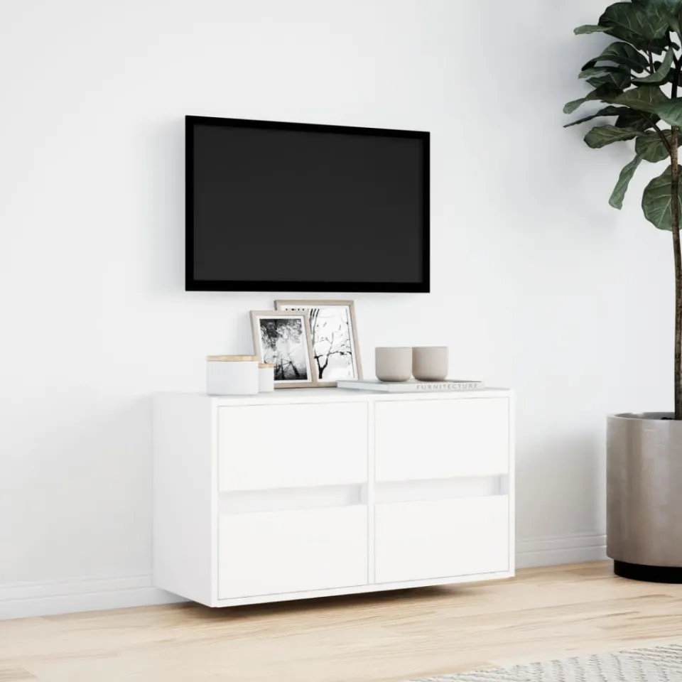 vidaXL Tv-wandmeubel met LED-verlichting 80x31x45 cm wit, foto 2