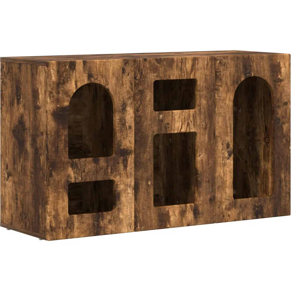 vidaXL Dressoir ELST Gerookt eiken 100 x 35 x 59 cm Bewerkt hout, foto 3