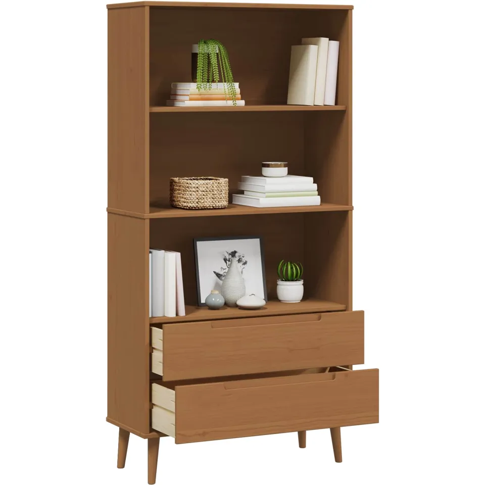 vidaXL Boekenkast MOLDE 85 x 35 x 170,5 cm Massief grenenhout Caramel bruin, foto 2