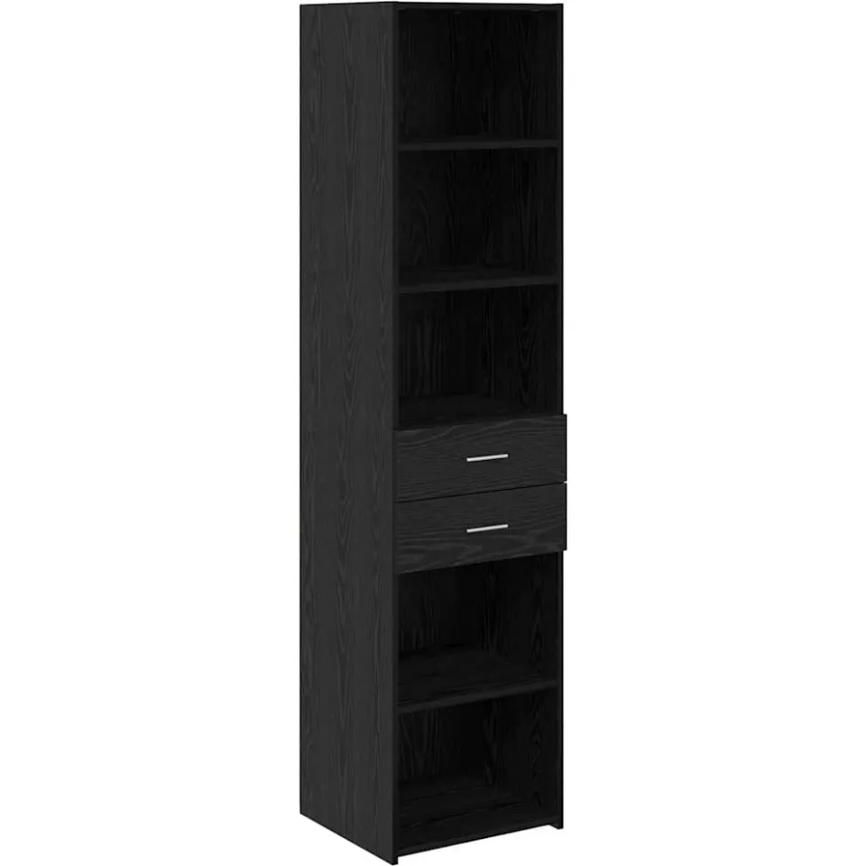 vidaXL Highboard Zwart Eiken 45 x 42,5 x 185 cm Bewerkt hout, foto 3