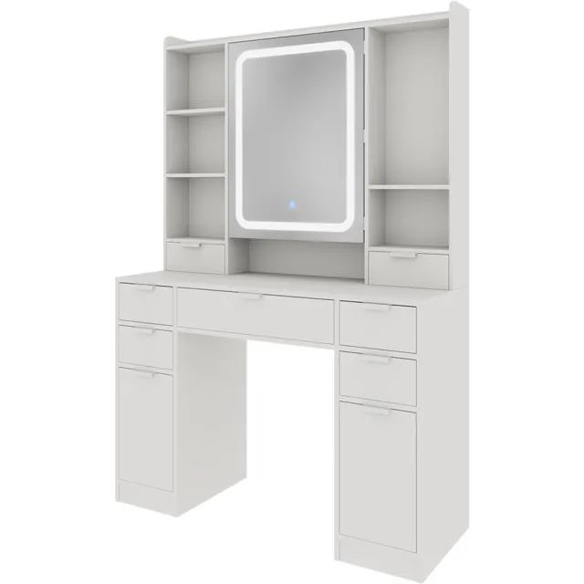 Vicco Kaptafel Solea, Wit, 105 cm met LED-spiegel