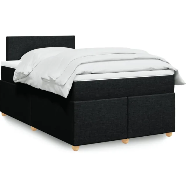 vidaXL Boxspring met matras stof zwart 120x200 cm