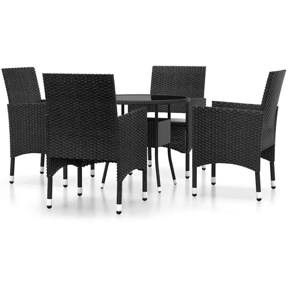 vidaXL 5-delige Tuinset poly rattan zwart, foto 3
