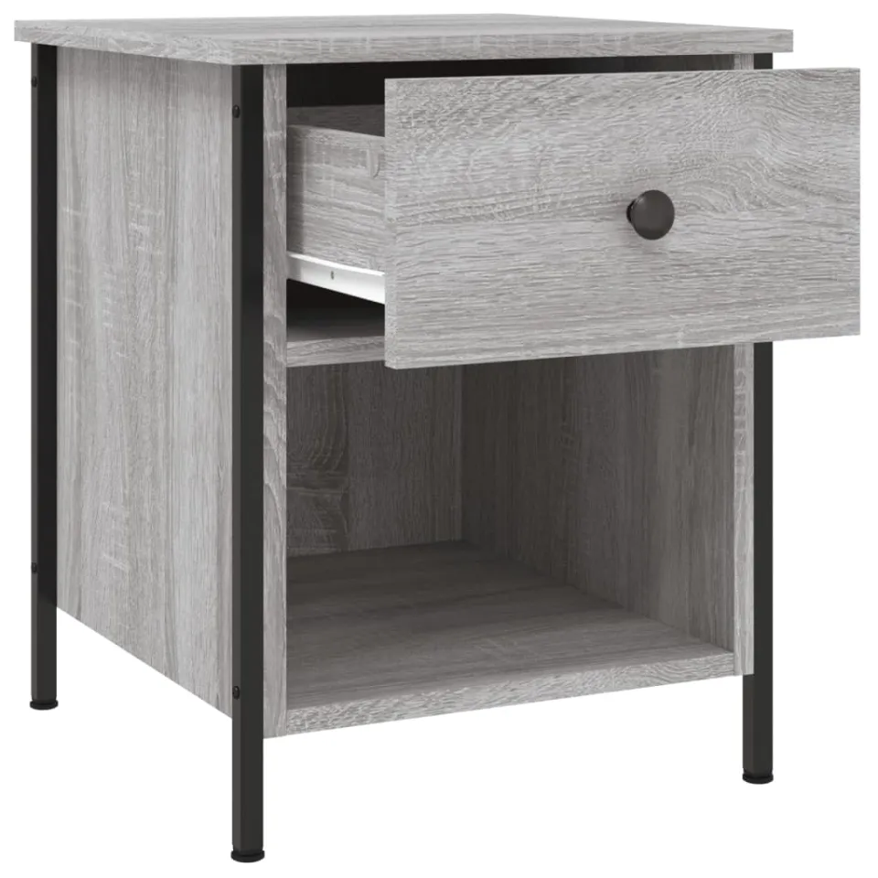 vidaXL Nachtkastjes 2 st 40x42x50 cm bewerkt hout grijs sonoma eiken, foto 4
