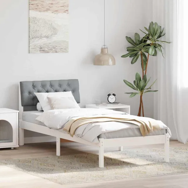 vidaXL Bedframe Wit en lichtgrijs 80 x 200 cm Massief grenenhout