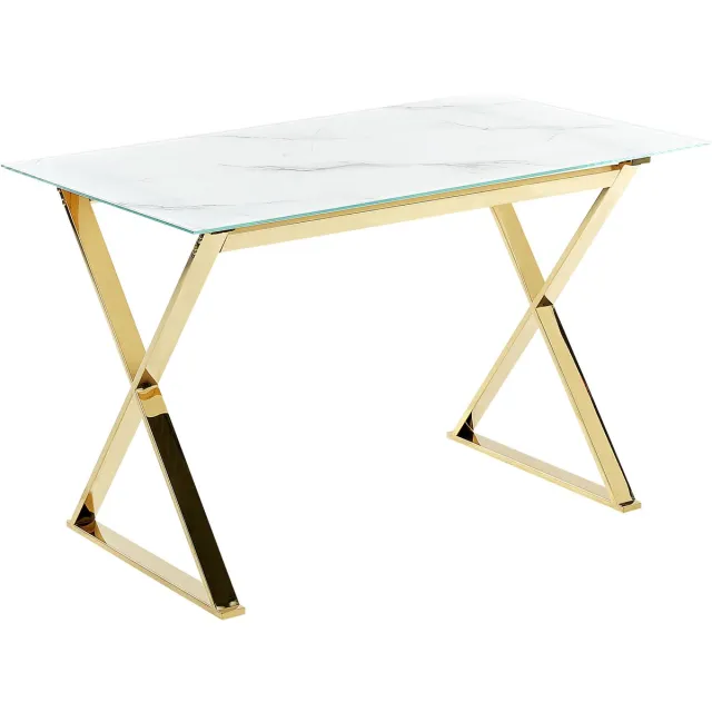 Beliani ATTICA - Eettafel - Marmer-look - Veiligheidsglas Wit