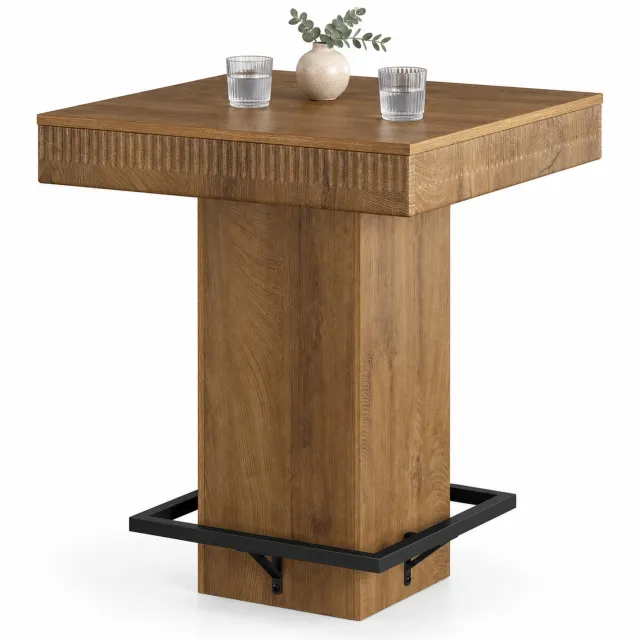 DMG Supply Bartafel – Vierkant – 80 x 80 x 95 cm – Met Voetensteun – Bruin en Zwart