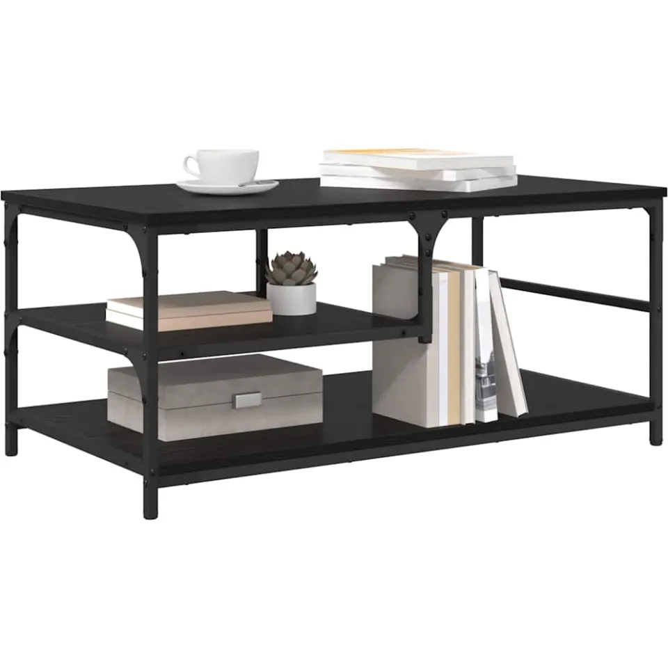 vidaXL Salontafel Zwart Eiken 90 x 49 x 40 cm Bewerkt hout