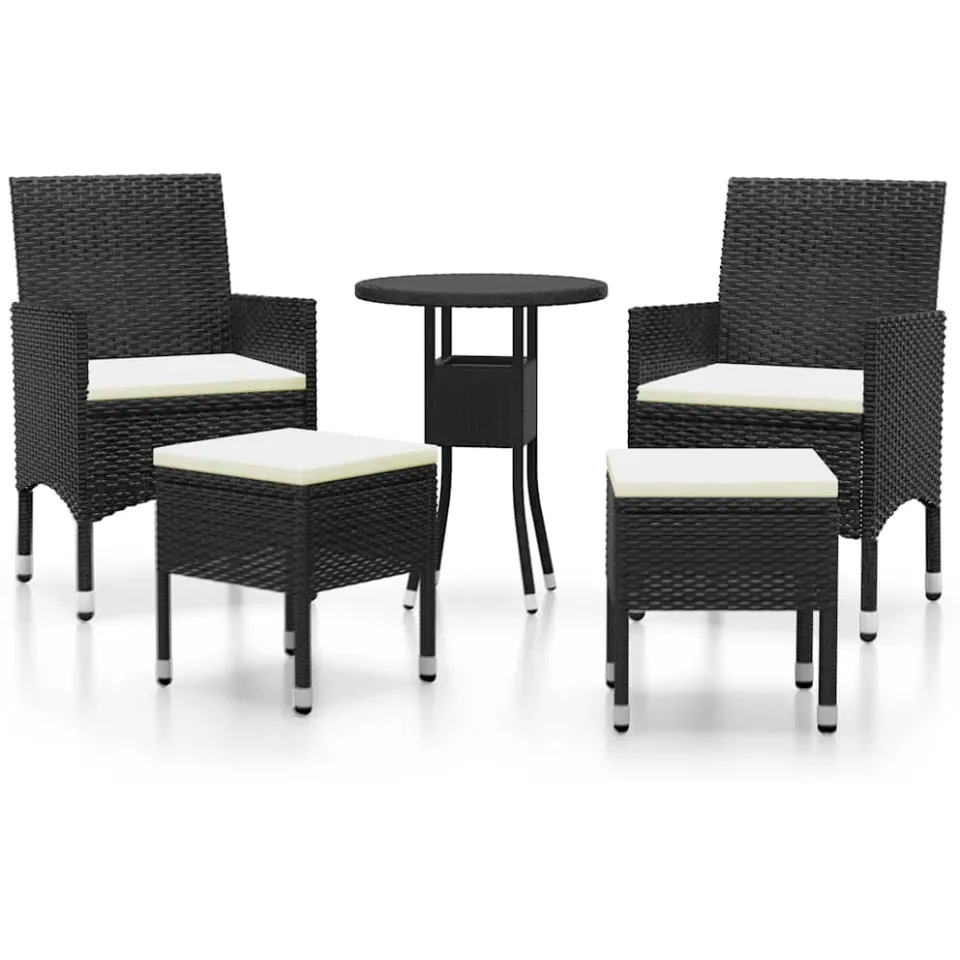 vidaXL 5-delige Loungeset poly rattan zwart, foto 3
