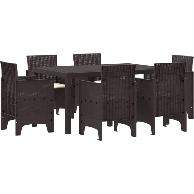 vidaXL Tuin Eetset 7 st Bruin Polt riet
