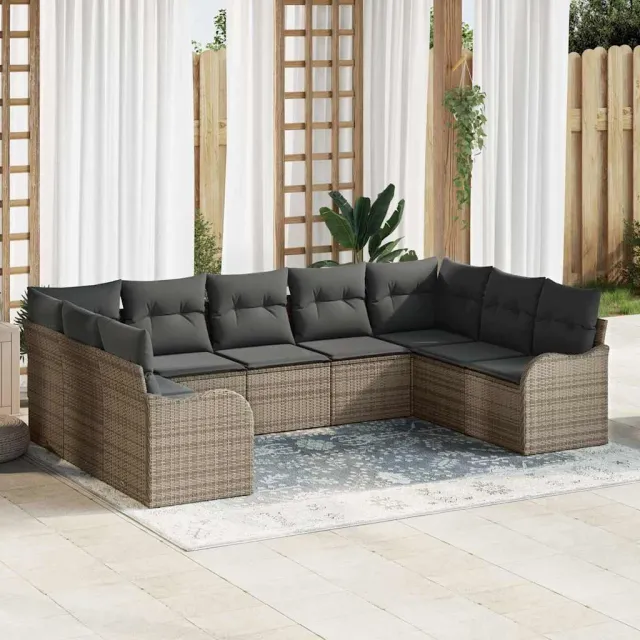 vidaXL Tuin Sofa Set 9 st Grijs poly rattan, foto 2
