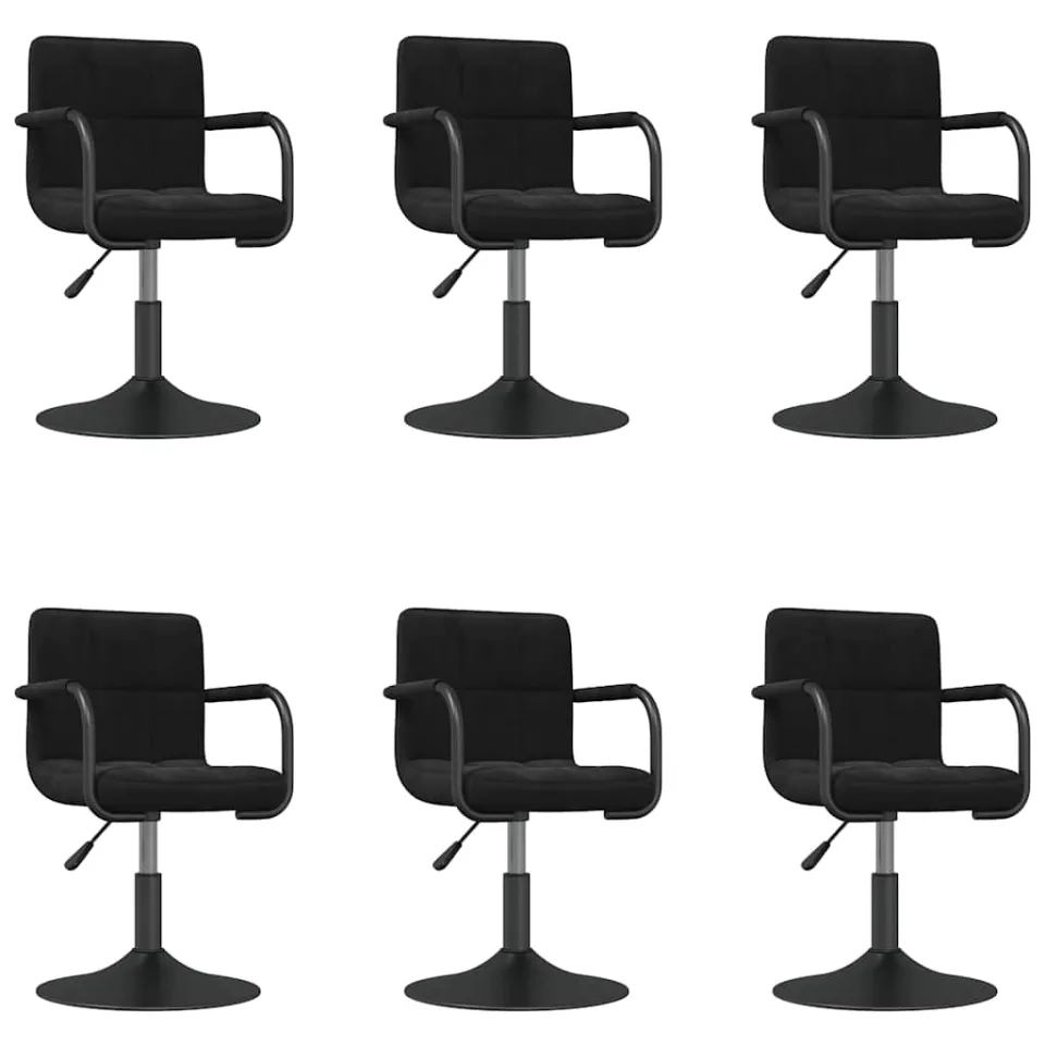 vidaXL Eetkamerstoelen 6 st draaibaar fluweel zwart, foto 3