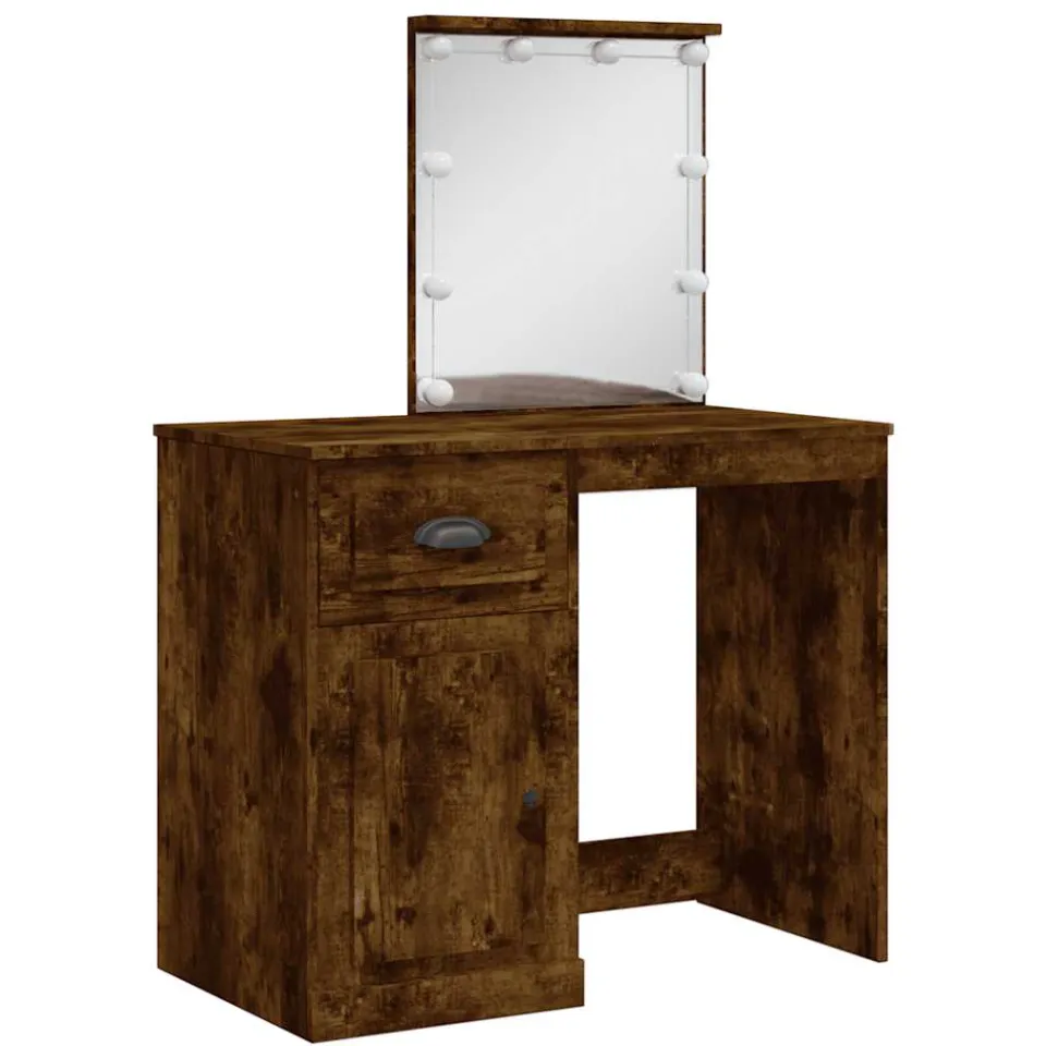 vidaXL Kaptafel met LED-verlichting 90x42x132,5 cm gerookt eikenkleur Bruin