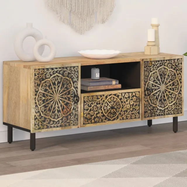 vidaXL Tv-meubel 105x33x46cm massief mangohout bruin, foto 2