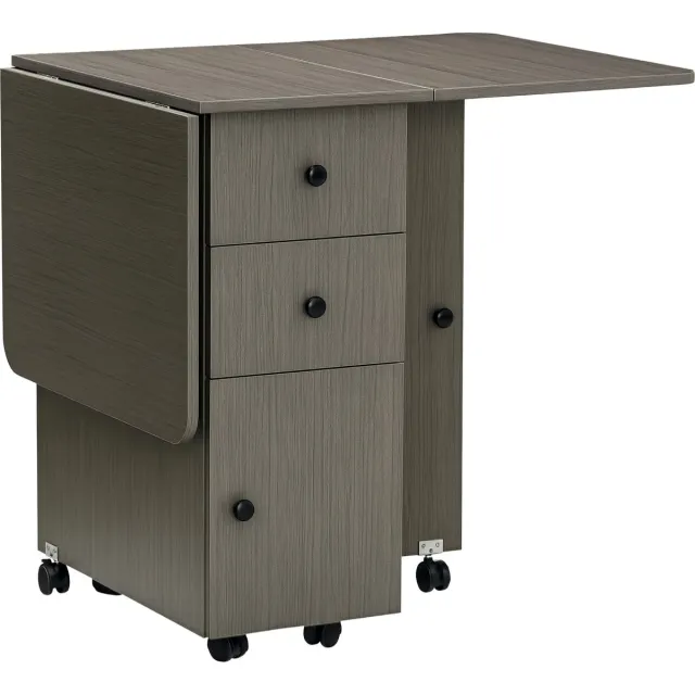 Homcom Opklapbare eettafel-spaanplaat-120x60x76,5cm-donkergrijs
