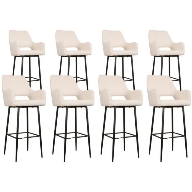 DS4U Lenon barkruk 75 cm - Set van 8 - Ivoor - Boucle - Met armleuning