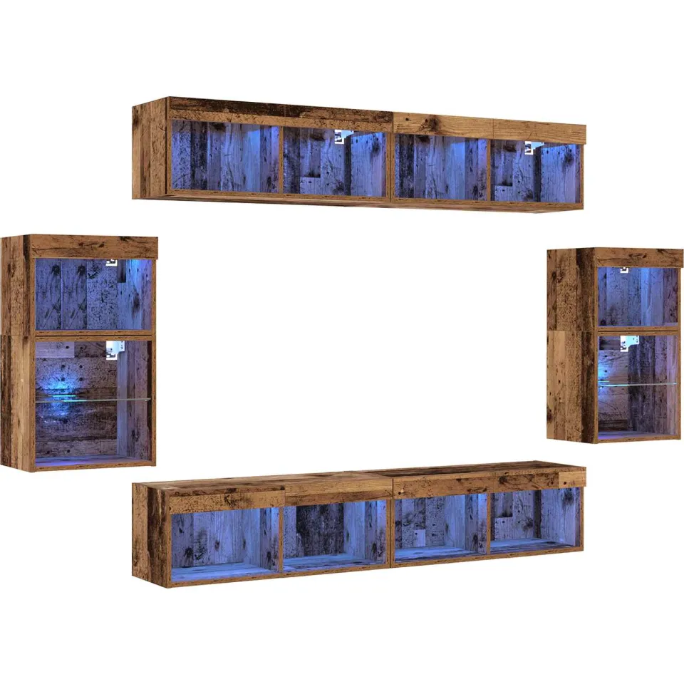 vidaXL Tv-meubelset 8 st 37 x 30 x 70 cm Oud hout bruin, foto 3