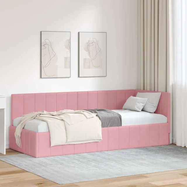 vidaXL Hoekbedframe Roze 80 x 200 cm fluweel